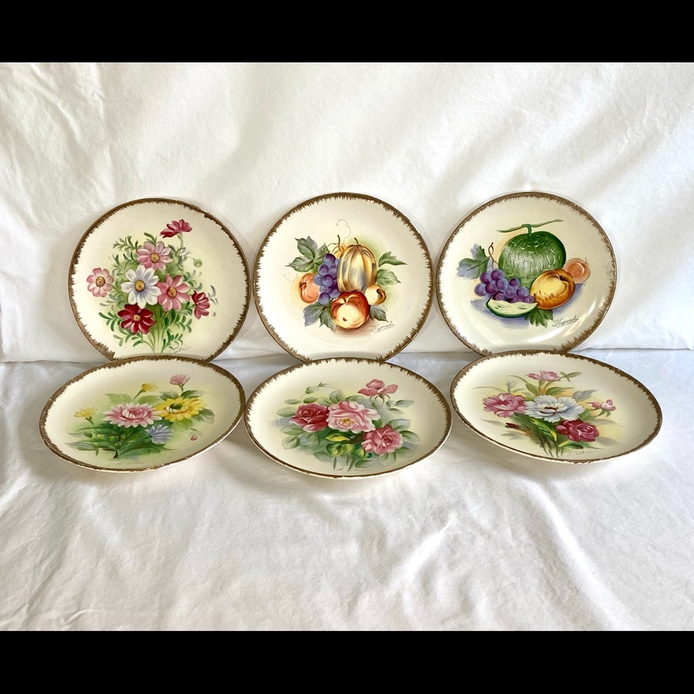 Vintage Enesco Japan Floral Decorative Plates 6